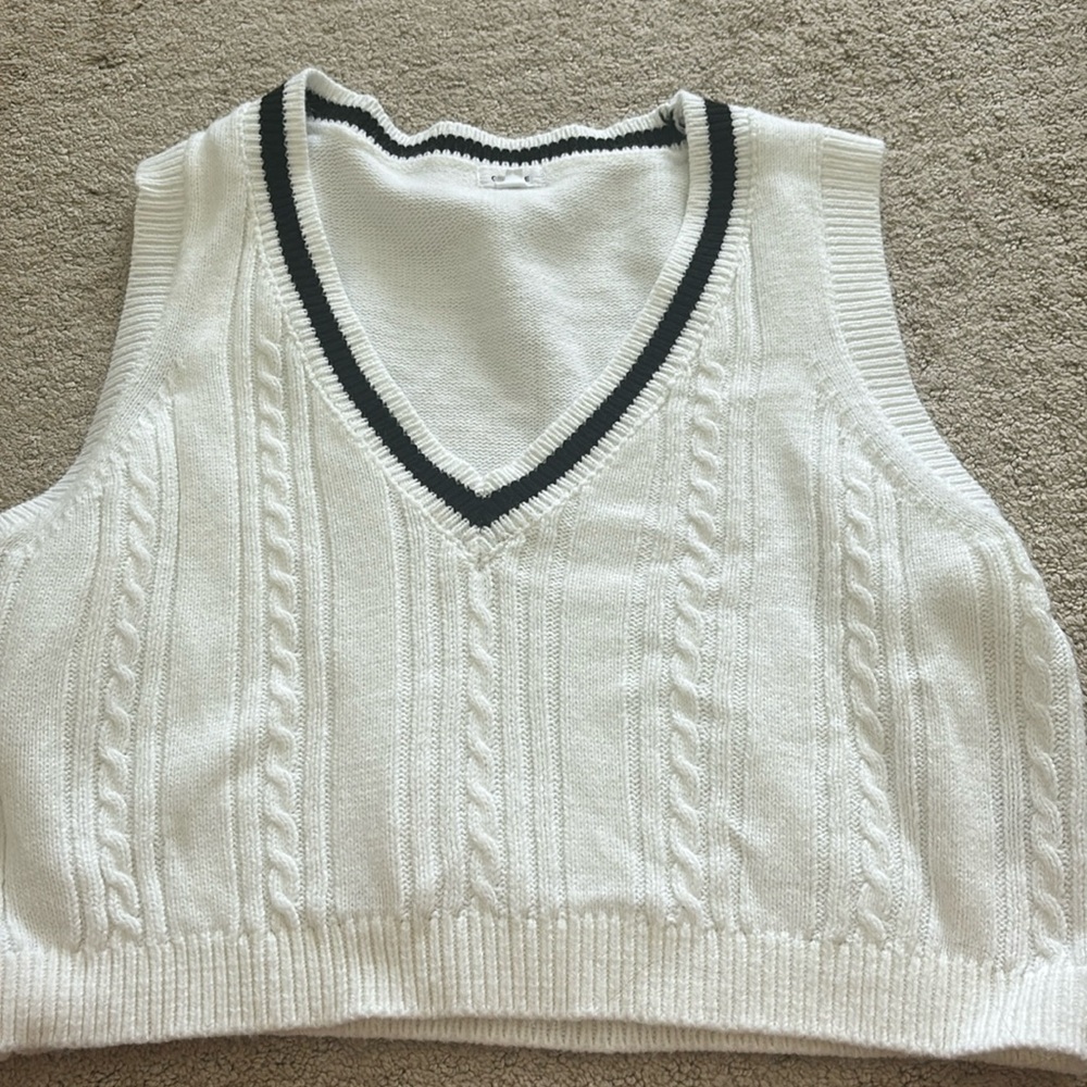 garage black and white sweater vest